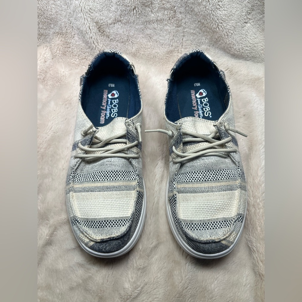 BOBS from Skechers Gray Striped Flats